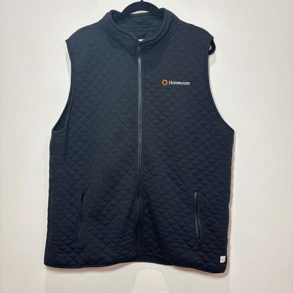 Marine Layer Corbet Quilted Vest Men XL Black Full Zip Outdoors Preppy Cabincore